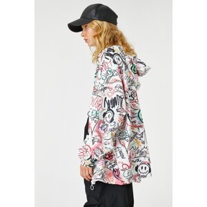 Koton Zipper Oversize Sweatshirt Graffiti Printed Fleece Inside