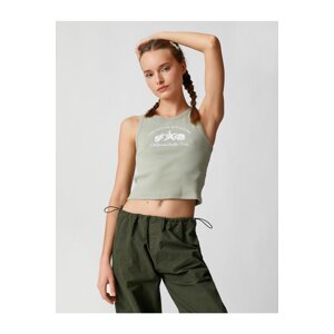 Koton Crop Manšestrové tielka s potlačou Crewneck bez rukávov