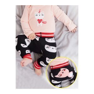 Denokids Cat Baby Girl Black Knitted Leggings-pants
