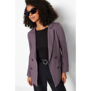 Trendyol Dark Gray Regular Lined Double Breasted Closure Woven Blazer Jacket