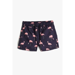 Koton Boy's Flamingo Printed Swim Shorts with Tie Waist 3skb00037bw
