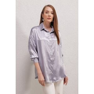Bigdart 3985 Oversized Satin Shirts - Lilac
