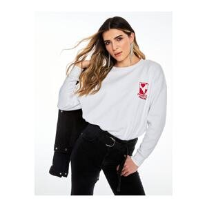 LC Waikiki Women's Crew Neck Printed Long Sleeve Oversize Sweatshirt