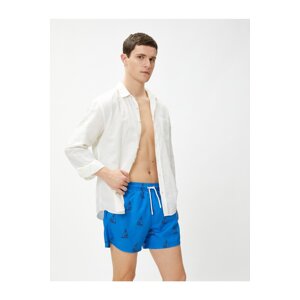 Koton Marine Shorts with Sailboat Printed Tie Waist, Pocket Detailed.