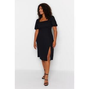 Trendyol Curve Black Knitted Dress with a Slit