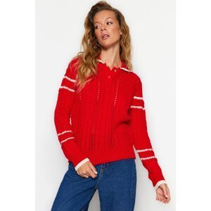 Trendyol Red Crewneck Pletený sveter