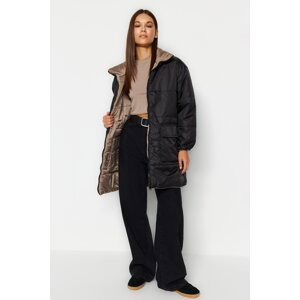 Trendyol Black-nork oversize obojstranný nositeľný prešívaný nafukovací kabát