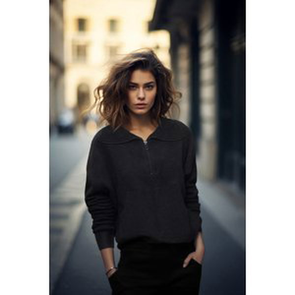 Trendyol Anthracite Thessaloniki/Knitwear Look, Zippered Relaxed/Comfortable, Knitted Sweatshirt
