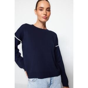 Trendyol Navy Blue kontrastná farba Pletený sveter