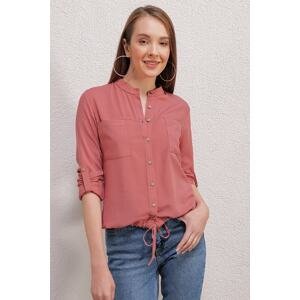 Bigdart 3619 Shirt with Lace-up Front - Dried Rose
