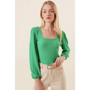 Bigdart 0442 Long Sleeve Blouse - Green