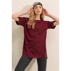 Bigdart 4123 Slit Oversize T-Shirt - Plum