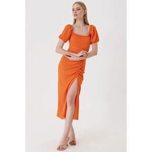 Bigdart 2396 Slit Summer Knitted Dress - Orange