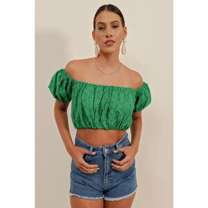 Bigdart 0481 Scalloped Strapless Blouse - Green