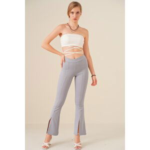 Bigdart 6548 Slit Flared Leg Trousers - Gray