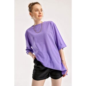 Bigdart 4123 Oversized T-Shirt with a slit - Purple