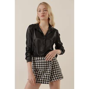 Bigdart 3964 Lightly Flowing Satin Shirt - Black