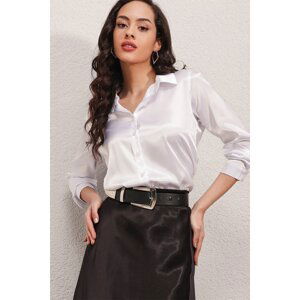 Bigdart 3964 Lightly Flowing Satin Shirt - White