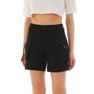 BİKELİFE Black High Waist Flexible Denim Shorts With Pocket.