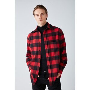 GRIMELANGE Cullen Men's Lumberjack Shirt Thick Textured Fleece Top and Soft Plaid Jacket Shir