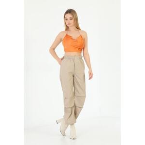 BİKELİFE Women's Beige Pajamas Parachute Pants