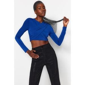 Trendyol Saks Knotted Knitted Crop Blouse