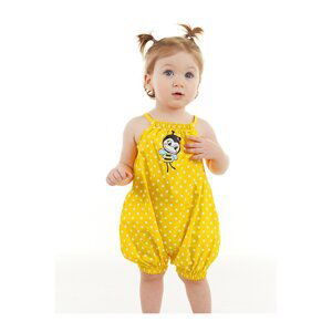 Denokids Bee Baby Girl Poplin Yellow Overalls