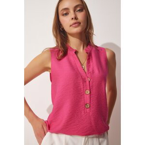 Happiness İstanbul Women's Dark Pink Wooden Buttoned Aerobatic Blouse