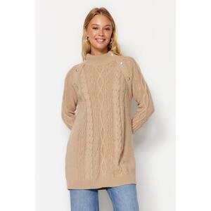 Trendyol béžová detail doplnku Pletený pletený pleteninový sveter