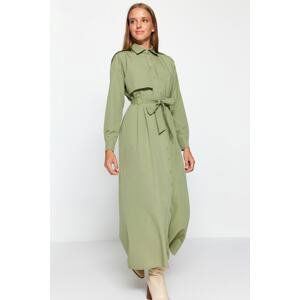Trendyol Green Belted Aller vzorované tkané šaty