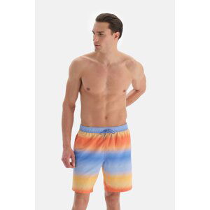 Dagi Blue - Orange Gradient Pattern Long Beach Shorts