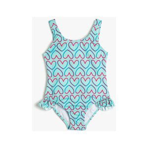 Koton Girl's Water Green Patterned Swimwear