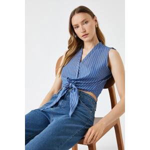 Koton Women's Navy Striped Shirt