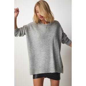 Happiness İstanbul Women's Gray Oversized Knitwear Sweater