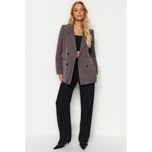 Trendyol Dark Brown Regular Lined Double Breasted Close Up Woven Blazer Jacket