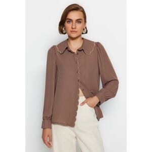 Trendyol Brown Woven Shirt with Embroidery Detail