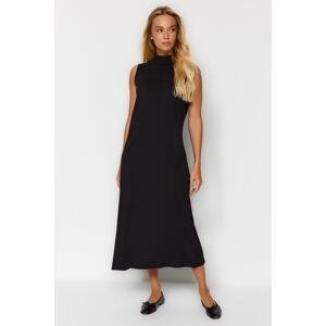 Trendyol Čierna spodná sukňa Pletené šaty na stojatok / spodná bielizeň
