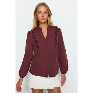 Trendyol Burgundy Lace Cotton Woven Shirt