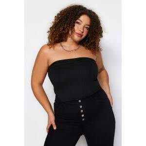 Trendyol Curve Black Strapless Knitted Blouse