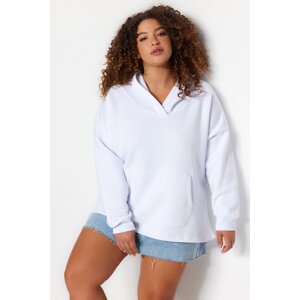 Trendyol Curve Beige Thick Fleece Oversize Knitted Sweatshirt