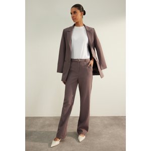 Trendyol Anthracite Premium Belted Straight Cut Woven Trousers