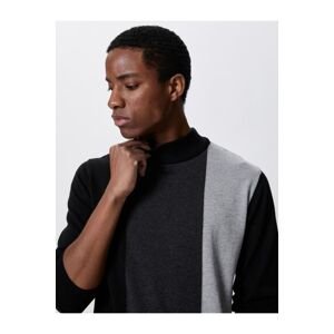 Koton Basic Knitwear Sweater Half Turtleneck Slim Fit Color Blocked