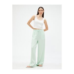 Koton Wide Leg Trousers with Pockets and Tied Waist