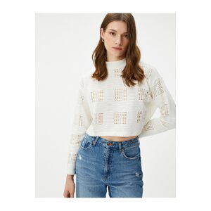 Koton Crop Sweatshirt with Openwork Long Sleeve