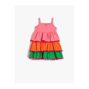 Koton Dress Color Block Layered Strap Pompom Detailed Cotton
