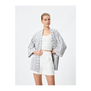 Koton Linen Blended Kimono Pocket Detail Half Sleeve