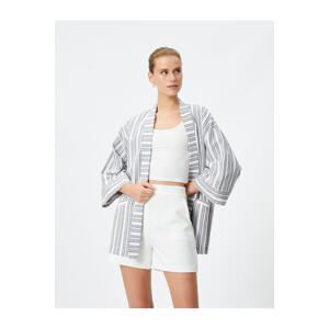 Koton Linen Blended Kimono Pocket Detail Half Sleeve