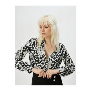 Koton Floral Shirt Long Sleeve Buttoned Classic Collar