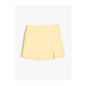 Koton Mini Skirt with Slit Detail with Floral Texture.