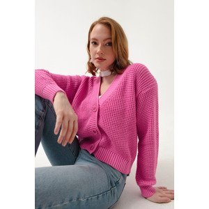 Lafaba Women's Pink Button Detailed Knitwear Cardigan